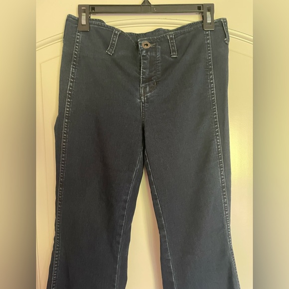 Free People Dark Blue Flared Wide-Leg Jeans Boho-Chic 70’s Style - Picture 2 of 12